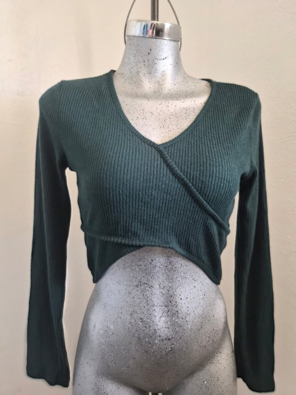 Crop top Dark green long sleeve